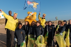 fRriends of Crosby Beach - St Mary's pupils after their beach clean with Pudsey